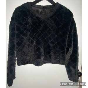 Black Fuzzy Cropped Sweater